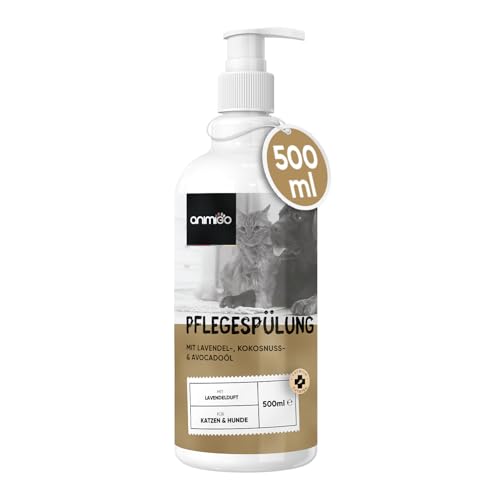 Conditioner für Hunde & Katzen - 500ml Spülung - Mit Kokosöl & Avocadoöl - Für Langhaar & Kurzhaar - Bei Juckreiz, Geruch & trockene Haut - Schonende Fellpflege für Kätzchen & Welpen - Ohne Parfüm