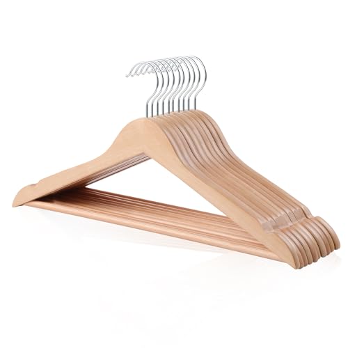 Amazon Basics Holz-Kleiderbügel für Anzüge, 44x22cm, Natürlich, 10er-Pack