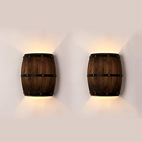 Newrays Antique Holz Weinfass Wandleuchte Leuchte Up and Down Indoor Wandleuchten für Bar Bereich Steampunk Theme (2 Pack)