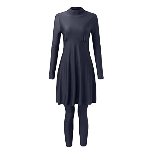 Tankinis Set Badeanzug Frauen Sommer Burkini Muslimische Bademode Weibliche Zweiteiler Badeanzug Langarm Strand Badeanzug Badeshorts Damen (Blue, XL)