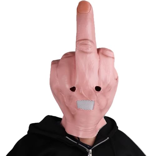 Mittelfinger Maske, Lustige Masken, Finger Vollkopf Latex Realistische Lustige Kopfmaske Erwachsene Gruselige Latex Mittelfinger Maske Kostüm Party Kopfbedeckung