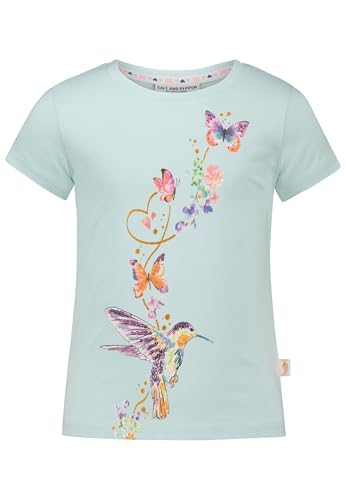 SALT AND PEPPER BY KIDS PARK Mädchen Colibri Glitterprint und Pailletten T-Shirt, Peppermint, 128 cm-134 cm