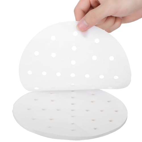 100 Stück Dim Sum Papier Dampfgarer Papier 18 cm Perforiertes Backpapier Rund Pergament Papiers Dampfgarer Papiers für Bambus Dämpfen Matte Dampfkorb