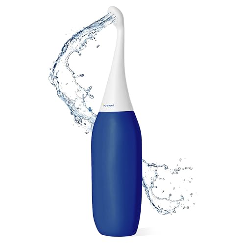 HappyPo Tragbar Bidet 300 ml - Po Dusche mit 50% Mehr Volumen, Ersetzt Feuchtem Toilettenpapier - Bidet für Unterwegs mit Reisebeutel - Ideal für Reisen und Hygiene, Dunkelblau