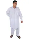 Egypt Bazar Zweiteiliges Herren-Salwar-Kameez- Set im Pakistani-Stil, Farbe: weiß (68 (5XL))
