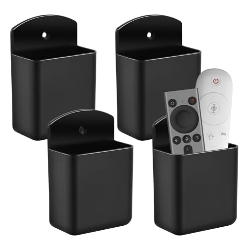 JSMTKJ 4 Stück Fernbedienung Halterung Fernbedienung Wandstifthalter Fernbedienung Halter Aufbewahrung selbstklebend Wandmontage Kein Bohren für Controller, Organizer Box