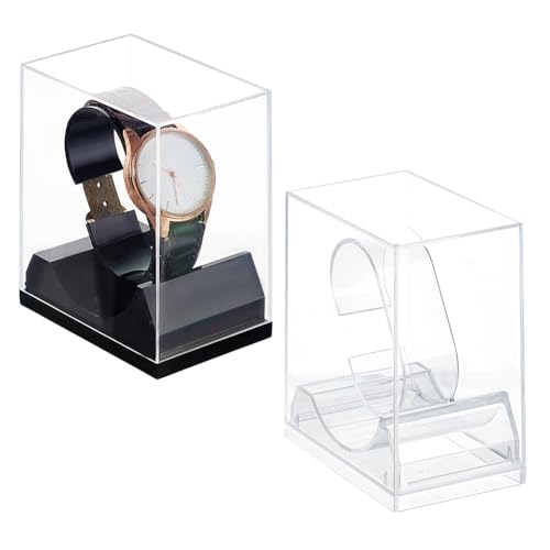 PH PandaHall 2 Farben Uhrenständerbox Uhrenbox Für Einzeluhren Acryl Armband Display Uhrengehäuse Uhrenaufbewahrung Ständer Für Herrenuhren