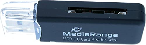 MediaRange USB 3.0 Speicherkartenleser-Stick, SD/Micro SD Kartenleser mit 2 Steckplätzen, USB 3.0 Anschluss, Übertragungsrate bis zu 5 Gbit/s