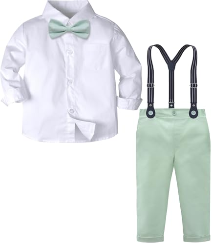 mintgreen Baby Junge Gentleman Anzug, Kleinkind Kind Hochzeit Hosenträger Hose Kleidung Sets, MintGreen, 5-6 Jahre, 130