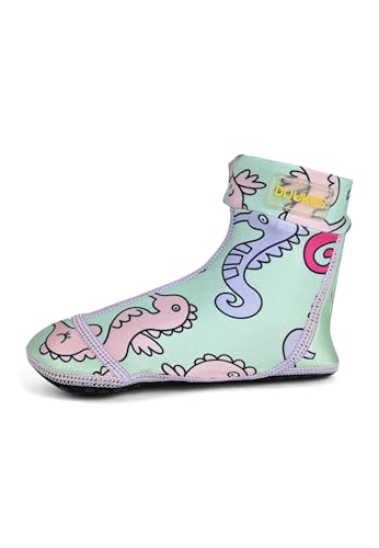 Duukies Mädchen Badesocken Seahorse Seepferdchen rutschfest UV-Schutz Strandschuhe, Farbe:türkis, Socken:30-31