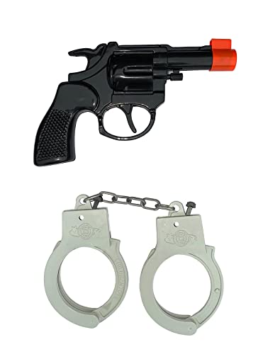 2-teiliges Polizei-Set Revolver und Handschellen für Damen und Kinder Pistole Police Officer Spielzeug