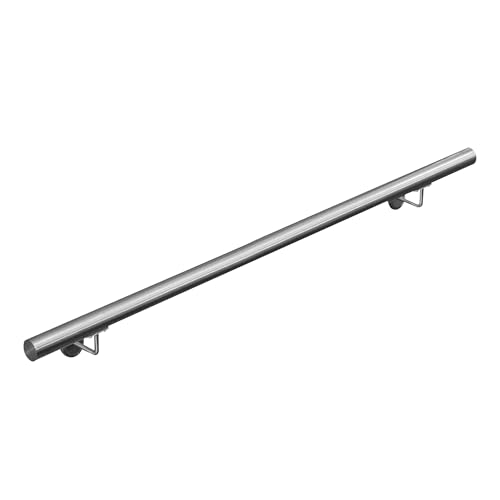 V2Aox Handlauf Treppengeländer aus Edelstahl, Durchmesser: 4,2 cm, Rostfrei & Wetterfest, Inklusive Montagematerial, Halter, Länge: 250 cm