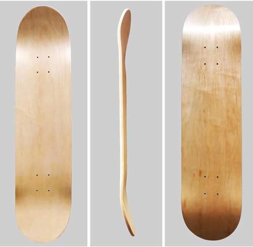 ybaymy 2 Blank Skateboard-Decks, 7-lagiges Ahorn-Skateboard-Deck Natürliches Skateboard-Deck Für persönliche Kunst, Graffiti, Malerei, usw. Doppelkonkaves Skateboard 79x20cm