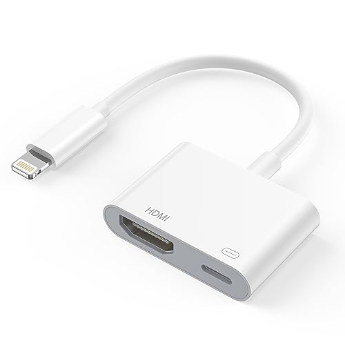 Lightning HDMI Adapter 【Apple MFi Zertifiziert】 iPhone iPad HDMI Adapter Lightning Digital AV Adapter HDMI Kabel Adapter Connector to TV/HDTV/Monitor für iPhone 14/13/SE/12/11/XS/XR/X/8/7/iPad