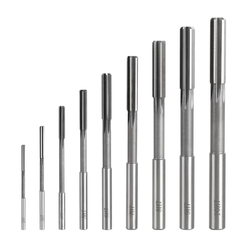 SWAWIS 9 Stück H7 Gerader Schaft HSS Reibahle Set, 2-10mm Maschinenreibahle für Holz- & Metallbearbeitung zur Verbesserung der Genauigkeit bei der Bohrungsbearbeitung