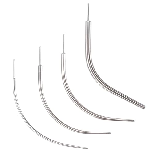 Yolev 4 PCS Piercing Einführhilfe Gebogen Piercing Nadeln piercing Set Chirurgenstahl 14G/16G/18G/20G Tapered Insertion Pin Anschrauben Gebogen Kit Zum Tragus Helix Lippe Nase Knorpel