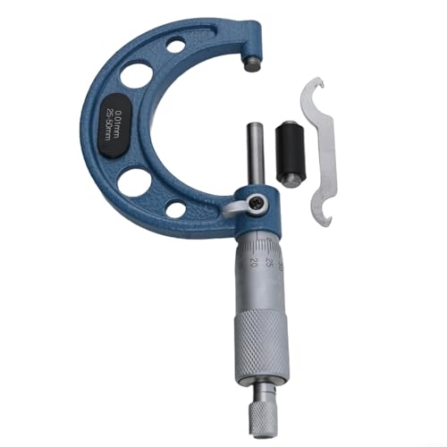 SMZhomeone Mikrometer, 0–75 mm Außendurchmesser, hochpräzise Gewinde-Skala, Mikrometer, 3 Messbereich mit satinierter Chrombeschichtung, reduzierte Blendung, langlebig (25–50 mm)