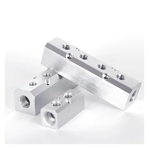 TaoHHU Druckluftverteiler 1/4" 1/2" BSP Gas Mehrfachauslass aus Aluminium Mehrfachstecker Kollektorbasis Buchse AL-2/3/4/5(M-AL3)