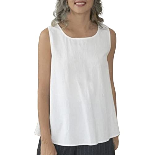 Generisch Crop Tanktops für Damen Sommer Damen Rundhalsausschnitt Strick gerippt Basic ärmellos Trauerkleidung Damen (White, XL)