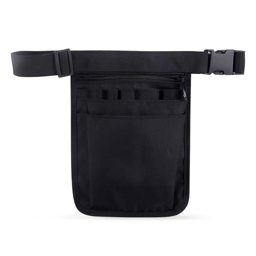 Krankenschwester Tasche Gürteltasche Arbeit Einzelhandel Gürteltasche Werkzeug mit Mehreren Fächern Hüfttasche Schwarz Arbeitstasche Verstellbarer Gürtel Ideal für Pflegekräfte Zahnärzte Tierärzte