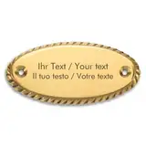 Klingelschild aus Messing mit personalisierter Gravur - 99 x 46 mm, oval mit Schmuckrand - Messingschild, Türschild mit eigenen Texten