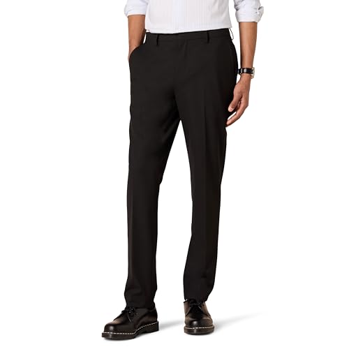 Amazon Essentials Herren Knitterarme Stretch-Anzughose, Schmale Passform, Schwarz, 36W / 30L