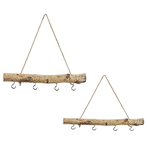 MACOSA CP52307 2 STK. Deko-Äste mit Haken zum hängen Birke Hängeast Dekoast Fensterdeko Holz-Hänger Holzstange Hängedeko Landhaus Birkenholz Dekohänger