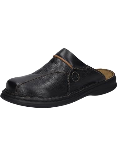 Josef Seibel Klaus Herren Clogs | Echtleder-Herrenschuhe für drinnen und draußen | Komfort-Schuhe aus Rindsleder, Schwarz (611 schwarz/cognac), 43 EU