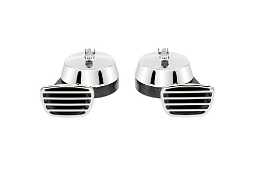 FISA Zweiklang Elektro chrom 112 dB 6 Volt Universelle Passform Metall Silber PKW, Motorrad, Geländewagen Signalhorn