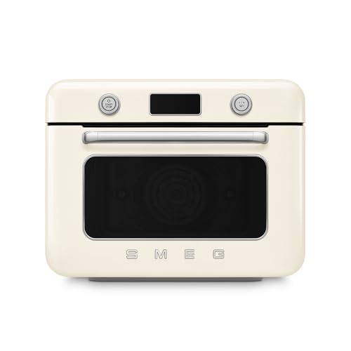 Smeg, COF01CREU, Dampf-Kombibackofen, 10 Kochfunktionen, 33 automatische Rezepte, abnehmbarer Tank, Dampfgaren, Entkalkungsfunktion, 1800 W Leistung, Rahm