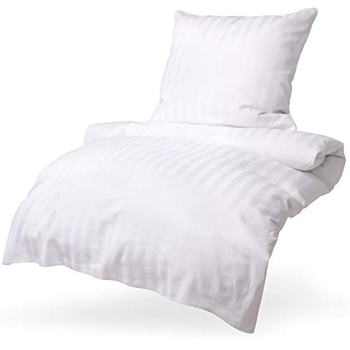 EllaTex Hotelbettwäsche Set Damast Streifen Bettwäsche Bettgarnitur 100% Baumwolle, 95° waschbar, Größe: Zusatzkissenbezug 40x40cm