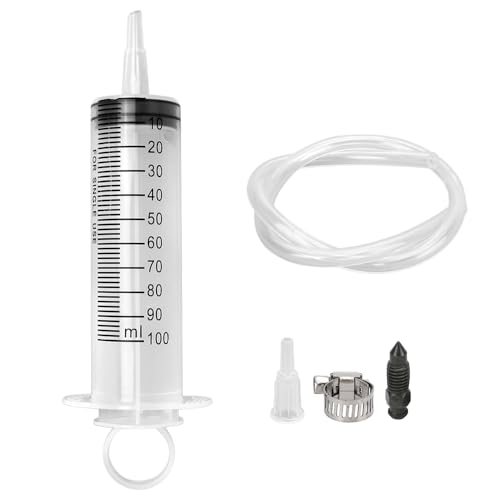 mizikuu 100ml Spritze Bremsenentlüftungs, 50cm Schlauch Bremsflüssigkeit Saugspritze Bremssystem Reparatur Ölspritze Bremsöl Entlüftungsset Hydraulische Motorrad Scheiben Bremsenentlüfte Roller