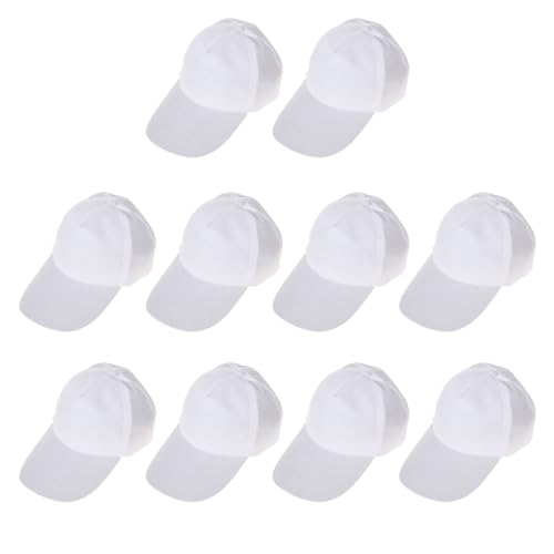 SHINEOFI 10 Stück Schlichte Leere Baseballkappen Weiße Bastel-Baseballkappen DIY-Kinder-Baseballkappen Hüte Malerei Polyester-Sonnenhüte Sportkappen Trucker-Hüte Sublimationshüte