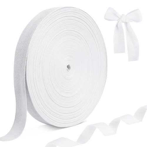 GUOSIYAO Nahtband Baumwolle 50m Lang Köperband Fischgrätmuster Schrägband 25mm Breit Baumwollband Natur Einfassband Für Heimwerker Handwerk Nähen Stricken Geschenkverpackungen Kleidungsstück