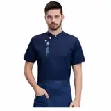 Chesoon Koch Jacke Anti-Pilling Hitze und Flecken resistent atmungsaktives Gewebe Stand Collor Langarm mit Armtasche Blau 3XL