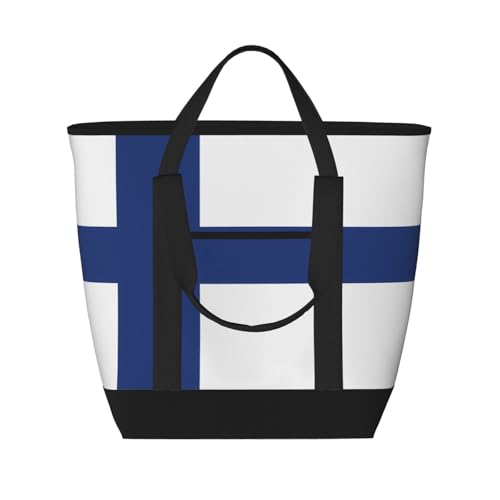 XZDLXJ Isolierte Schulter- und Tragetasche mit finnischer Flagge, großes Fassungsvermögen, für warme und kalte Speisen, Schwarz, Einheitsgröße, Schwarz , Einheitsgröße