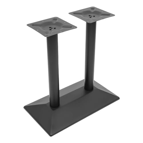 Tischgestell Doppel 72cm Stahl - Gastro-taugliches Tischfußgestell mit 4 Nivellierschrauben & 800kg Tragkraft, Pulverbeschichtete Schwarz (70x40cm Grundplatte) für Restaurants/Büros/Haushalt