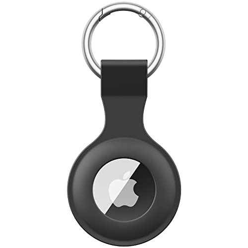 Wanme Hülle für Apple AirTag Anhänger mit Schlüsselanhänger, AirTags Silikon Tragbar Keyring Abdeckung, Schutzhülle für Apple AirTag Case Tracker (Schwarz)