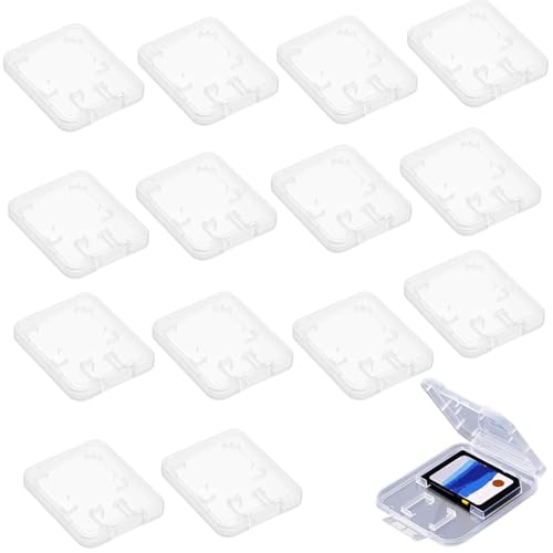 Speicherkartenhüllen, 15 Stück Speicherkarte Schutzbox, 2 Kartenfächer Transparent SD Karten Etui, SD Speicherkarten Hülle,SD Karten Case, Aufbewahrungsbox