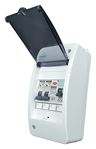 RoadEu Leitungsschutzschalter, Stromverteiler mit Fehlerstromschutzschalter 40A 2P typ A/AC und LS C16A C10A. Sicherungskasten 230V