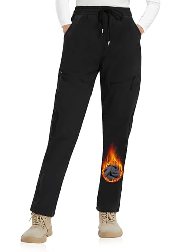 ATLASLAVA Skihose Damen Fleece Gefüttert Wasserdicht Softshellhose Wanderhose Winterhose Outdoor Hosen Winter