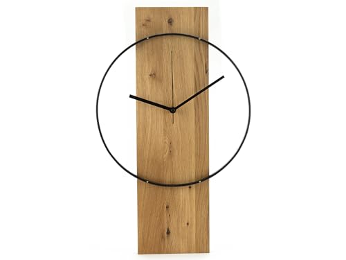 Wanduhr Eiche 30 cm modern | Wanduhr groß | Massivholz Eiche | Geräuschlos und zuverlässig.