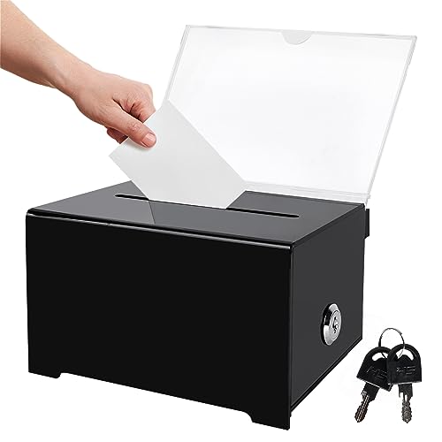 Acrylspendenbox,Spendenbox Abschließbar,Wahlurne Spendenbox Durchsichtig,Kommentarbox Abschließbare Spendenbox Losbox Aus Acrylglas,Vorschlagsbox für Kommentare Stimmzettel Spenden(16 * 10 * 12CM)