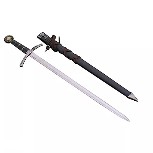 Kurzschwert - Langer Dolch Schwert echt Metall Templerschwert 4SM21-230BN mit Scheide und mit Gürtel Dekoratives für Mittelalter zur Rekonstruktion oder als Geschenk