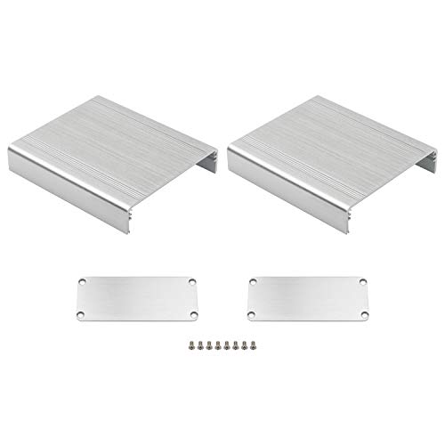 Unxuey Aluminium-Gehäuse, silberfarben, Projektbox, Box für Heimwerker, elektronische Instrumente, Netzteile, 100 x 88 x 38 mm (L x B x H)