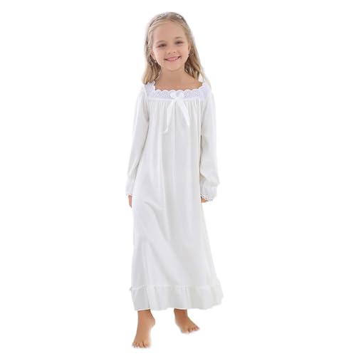 Baby Mädchen Nachthemd Pyjama Langarm Nachthemd Nachtwäsche Kleinkind Baby Weiches Nachthemd White1 100 3-4 Jahre