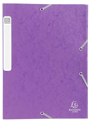 Exacompta 14015H Packung mit 10 Archivboxen Cartobox, 24 x 32 cm, 40 mm Rücken, mit Gummizug, mit Rückenetikett, violett, 10 Stück