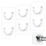 6 Stück Selbstklebend Duschvorhangstangen Halter, Wand Montiert Duschstangen Halter Duschvorhang Klemmstange Kleiderstange Ohne Bohren Curtain Rod Kleiderstange Duschspinne
