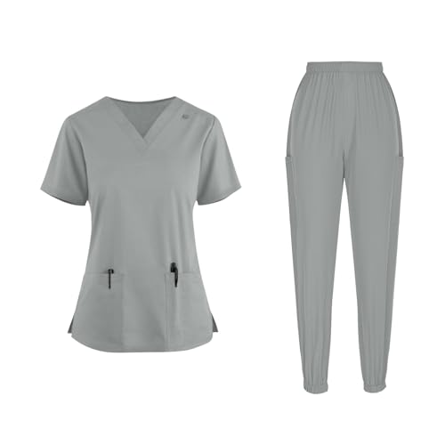 Damen Herren Medizinische Arbeitskleidung 2-Teilige Pfleger Kostüm Krankenschwester Berufsbekleidung Schrubb Set Elegant Lange Hosenanzug Zweiteiler Outfits prime angebote