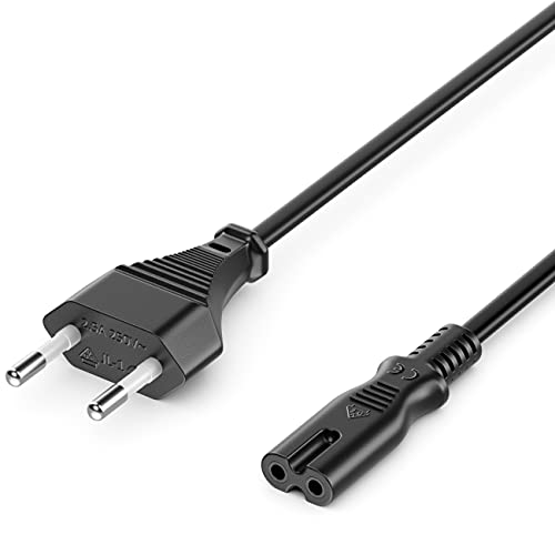 deleyCON 5m Netzkabel Stromkabel Strom Kabel Stecker Typ C Eurostecker auf C7 Buchse Euro-Netzkabel Kleingerätekabel Euro 8 TV Blu-Ray Haushaltsgeräte Netzteile - Schwarz
